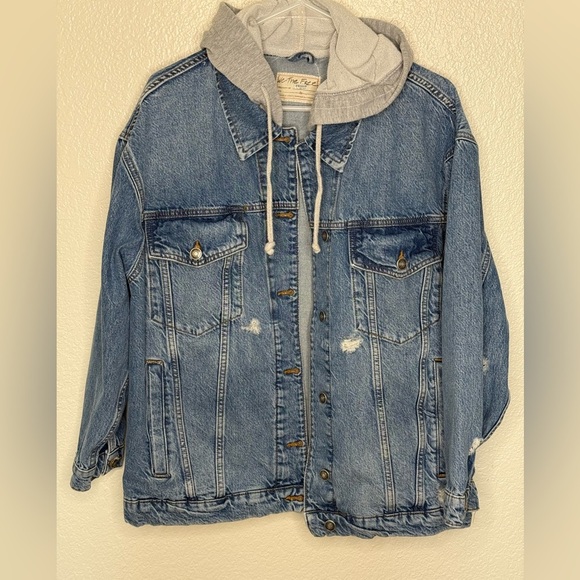 Free People Flawless Hooded Denim Jacket XS - Picture 5 of 6